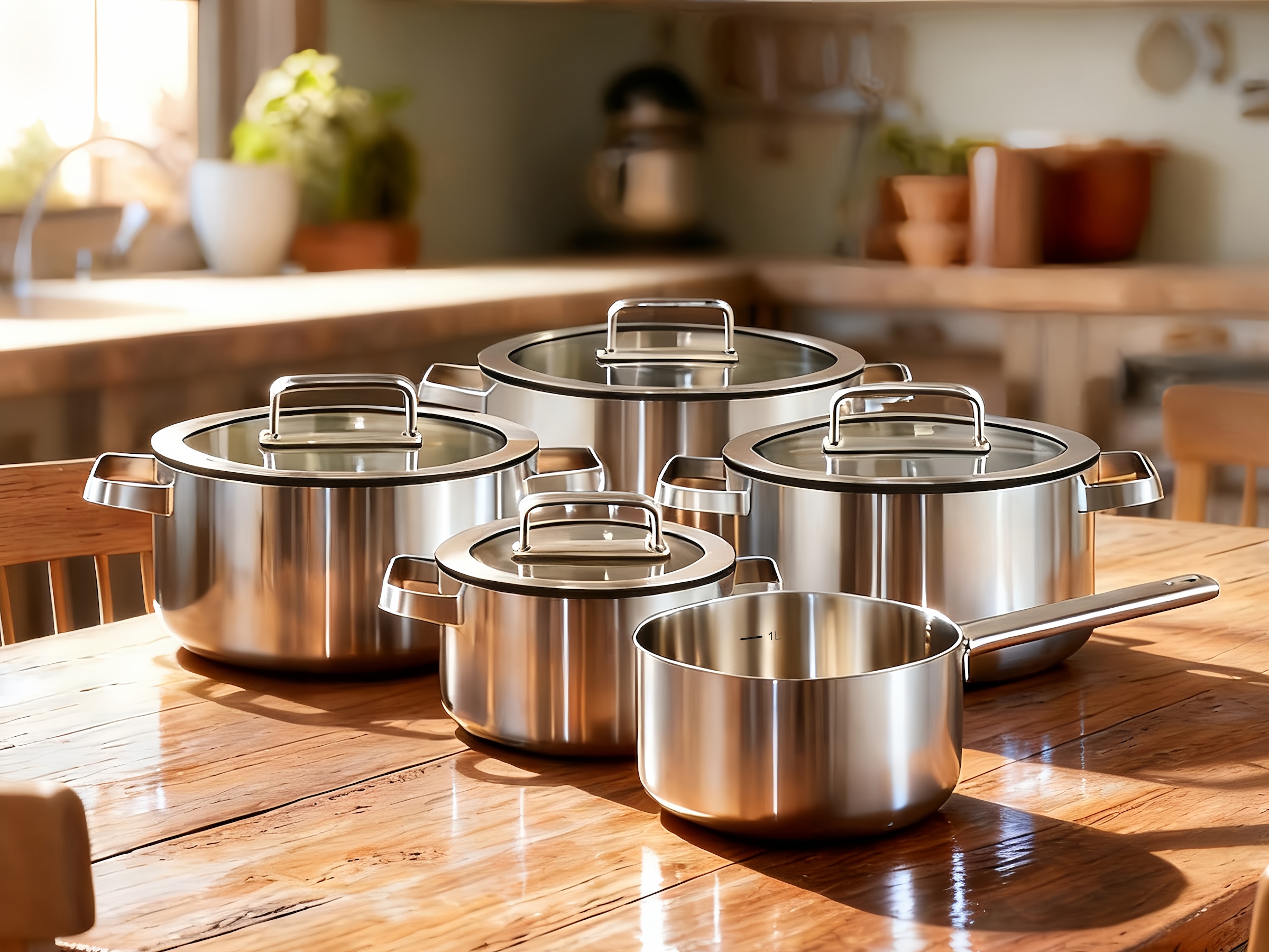 Hanseatic Topf-Set »PREMIUM« Set, Kochtopf 1x 16 cm / 2x 20 cm / 1x 24 cm, Stielkasserolle 16 cm, 9 Stk. tlg. Edelstahl