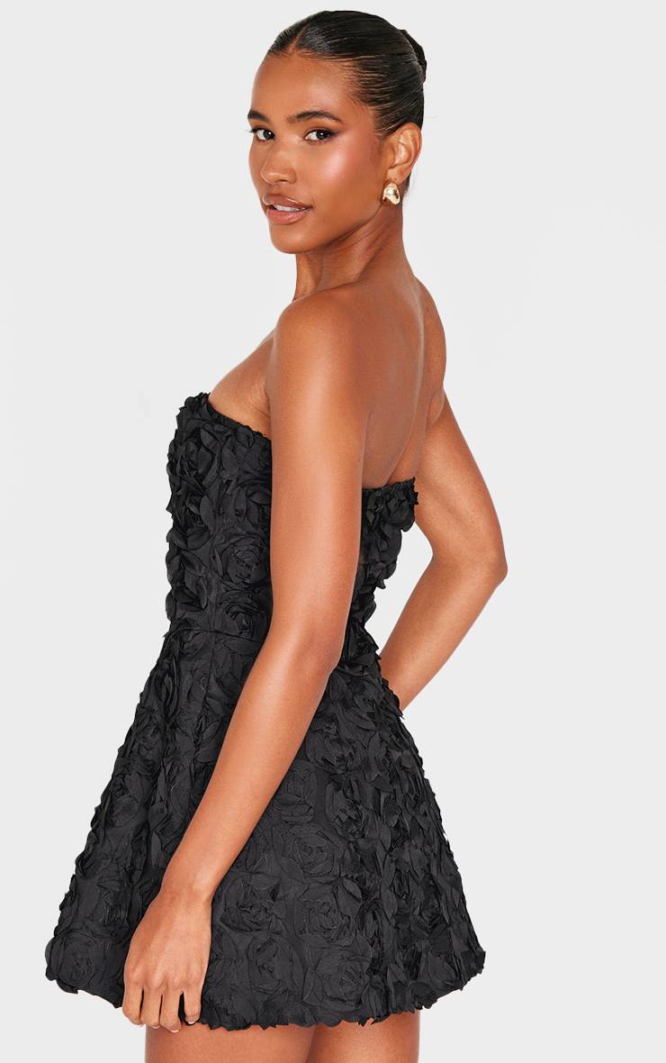Noir Robe Patineuse À Volants Floraux