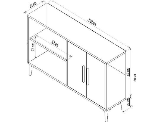 CONCEPT1 - Bahut Ahart blanc or 120 x 30 x 80cm