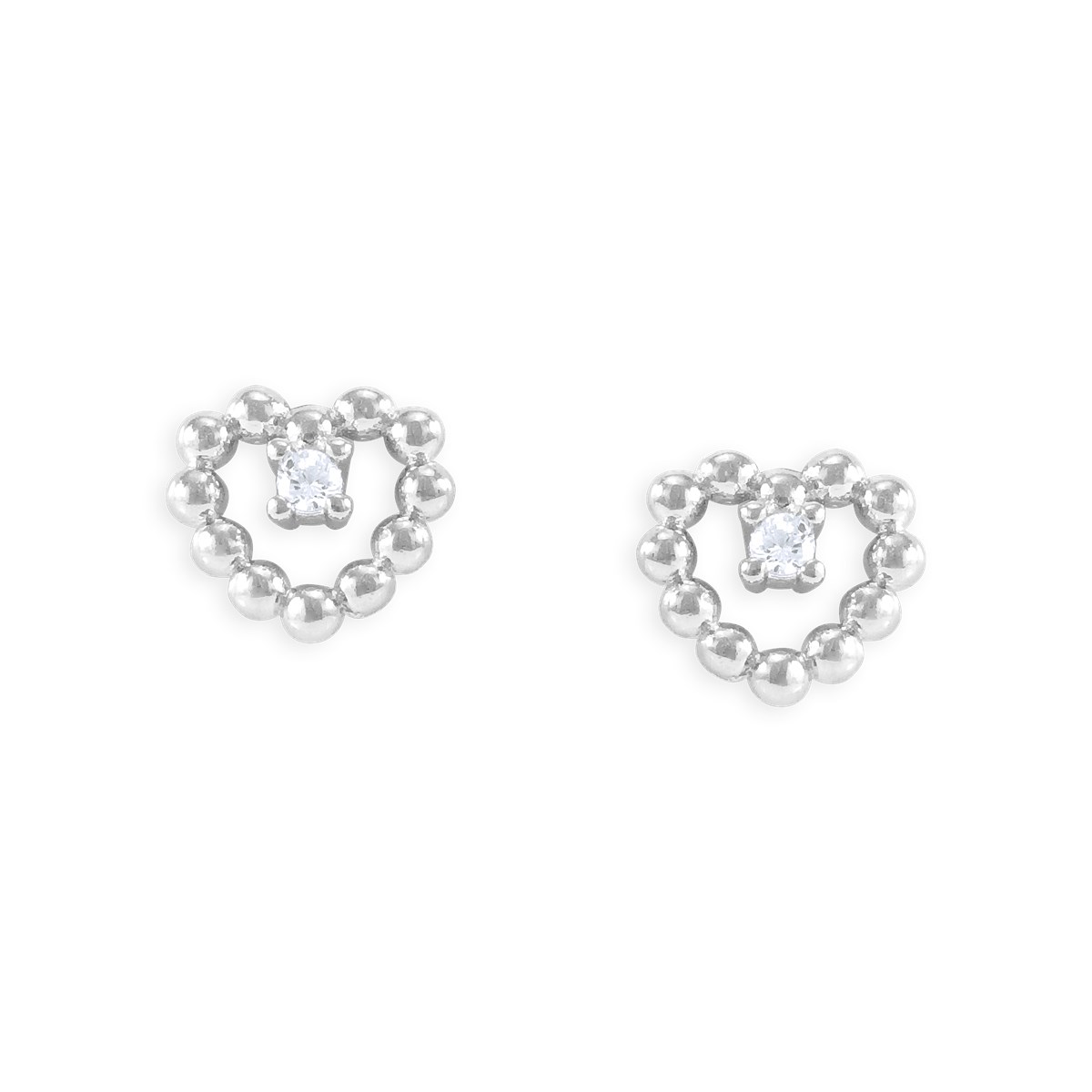 Boucles d'oreilles coeur en argent 925 rhodié avec oxydes de zirconium