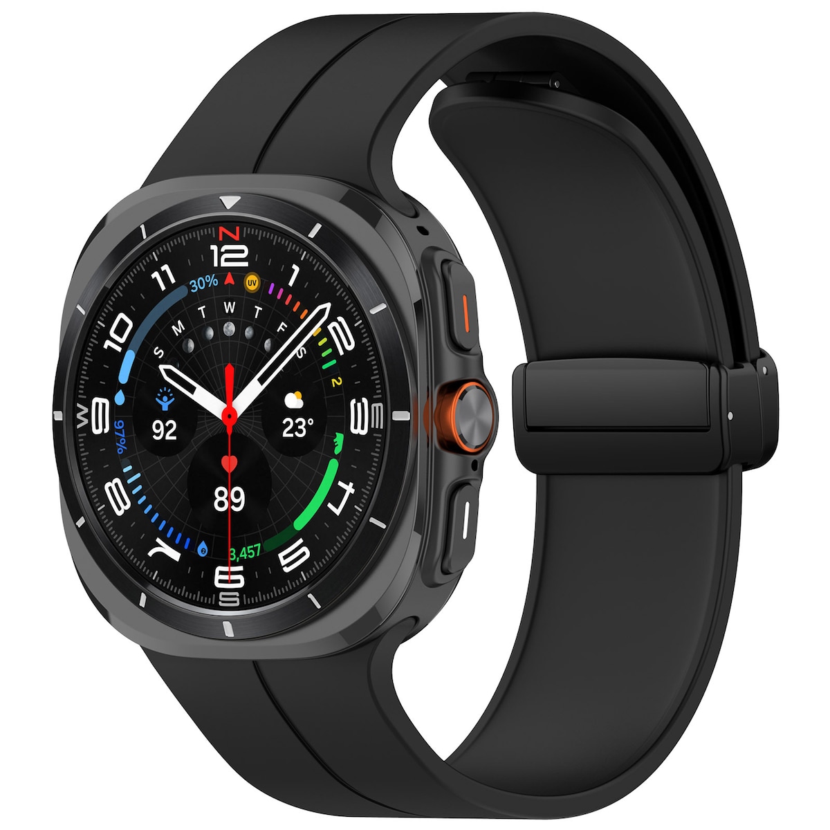 Samsung Watch Ultra Groove Magnetic Folding Spenne Strap 24mm Sort