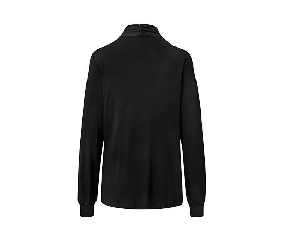 Langarmshirt mit V-Ausschnitt, schwarz