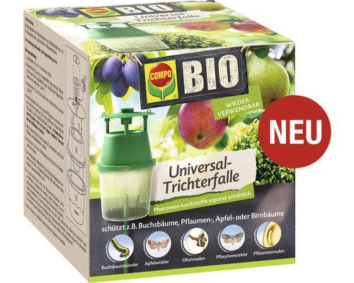 Universele trechterval COMPO BIO 6x1 beschermt buxus-, pruimen-, appel- of perenbomen. Feromoonlokstoffen apart verkrijgbaar.