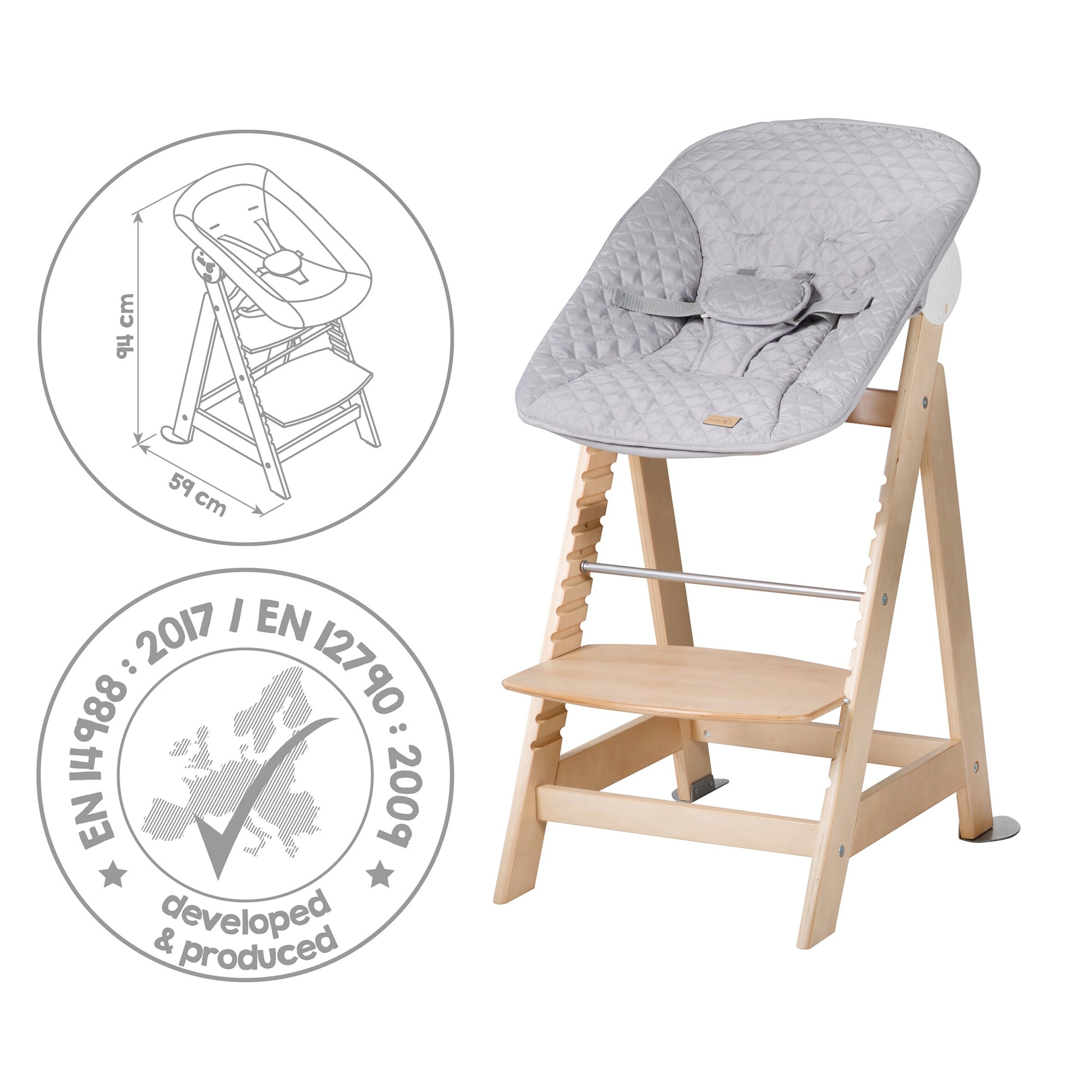 roba Treppenhochstuhl, Set 2in1 roba Style grau Born Up