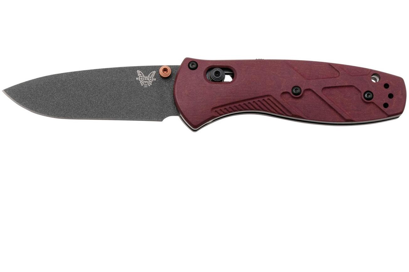Benchmade Mini Barrage 585BK-04 Black Cobalt Cerakote CPM S30V, Redstone Richlite, zakmes