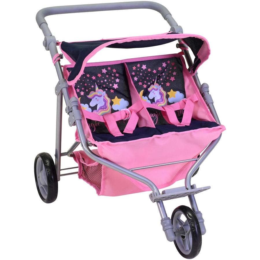 knorr toys® Zwillingspuppenwagen Duo - Magic Unicorn blau