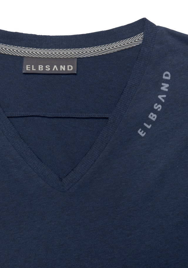Elbsand T-Shirt »Talvi«, mit Flockprint und V-Ausschnitt, Kurzarmshirt aus Baumwoll-Mix