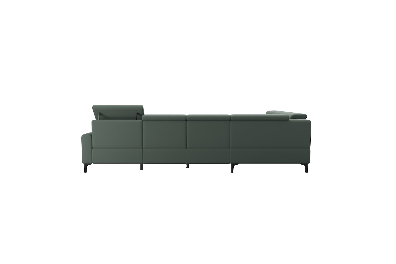 Anna C22 hjørnesofa (PMCMM) med LS (M) Hud Paloma Sage Green med A1 arm og polerte organiske sort alu ben, 14 cm. (Power-Manual-CornerManual-Manual-Manual)