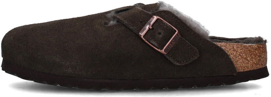 Birkenstock slipper BOSTON Shearling Mocca Suede Leather narrow