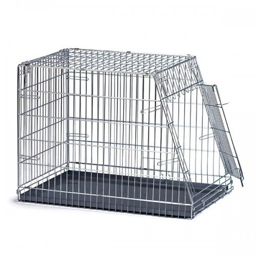 Gaiola inclinada para cães, cinza
