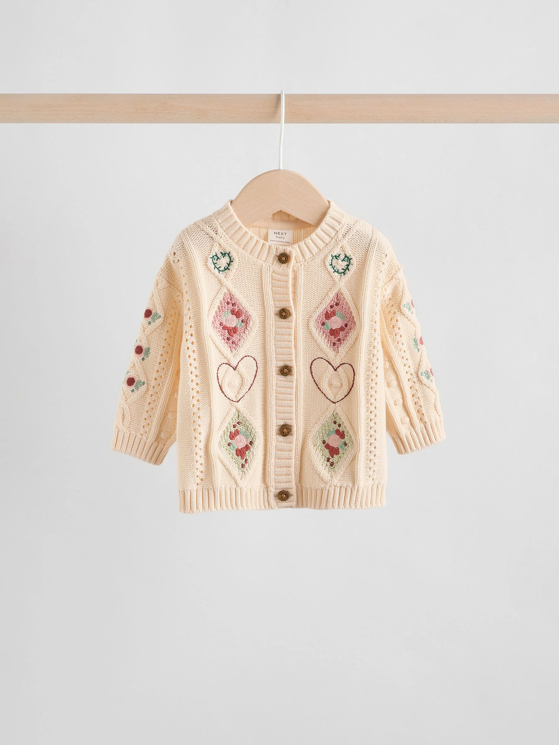 crème met borduursel - 2 -delige gebreide baby set met vest en legging (0mnd -3jr)