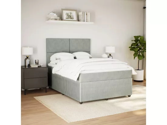 Sommier à lattes de lit et matelas Gris clair 140x190cm Velours