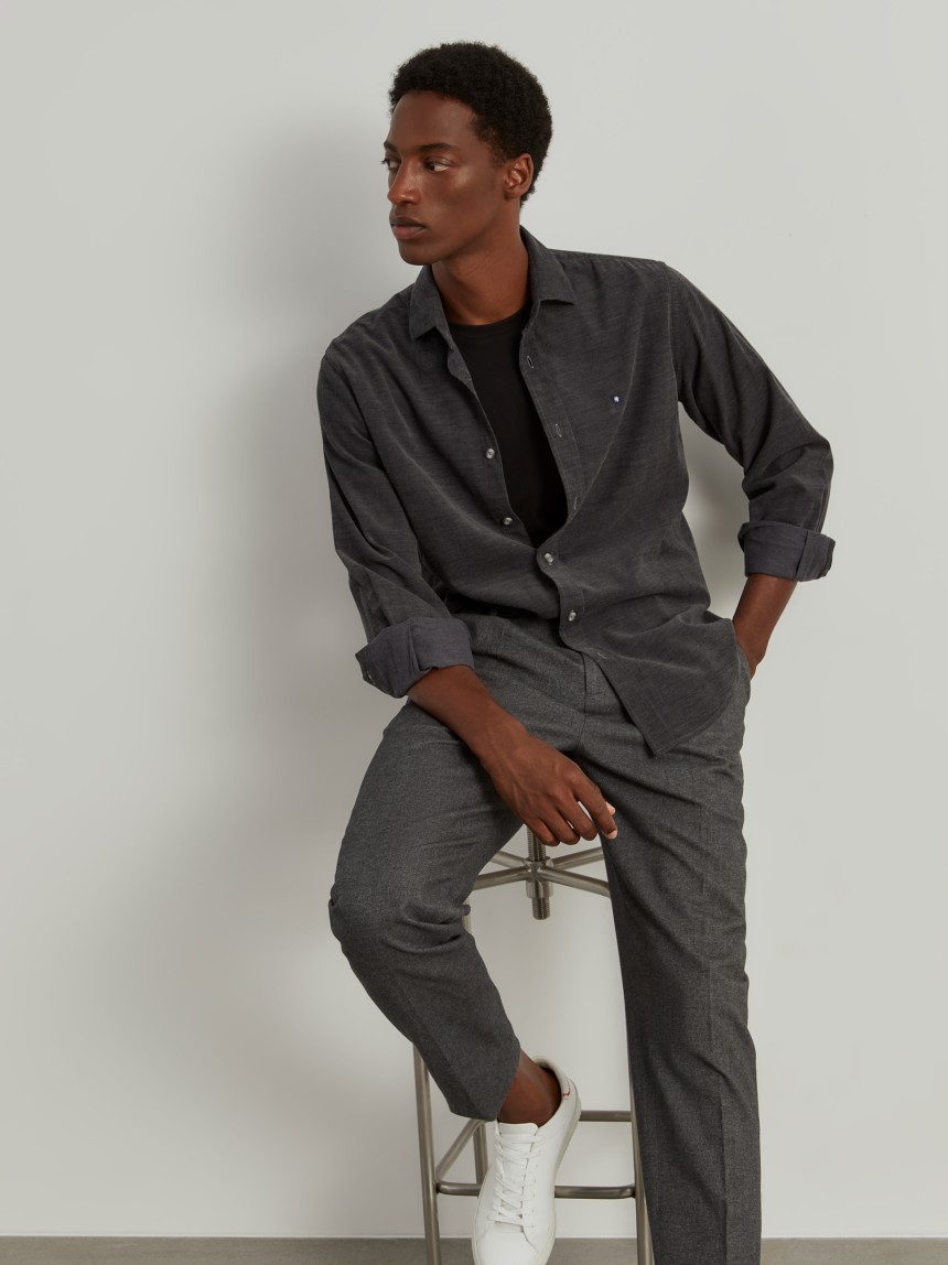 Camisa slim fit de bombazine