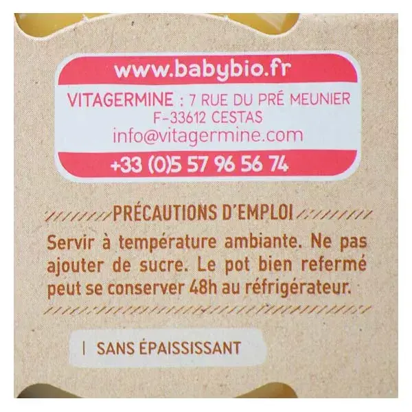 Babybio Frutas Pote Maçã Mirabelle Ameixa Quetsche +4m Orgânico 2 x 130g