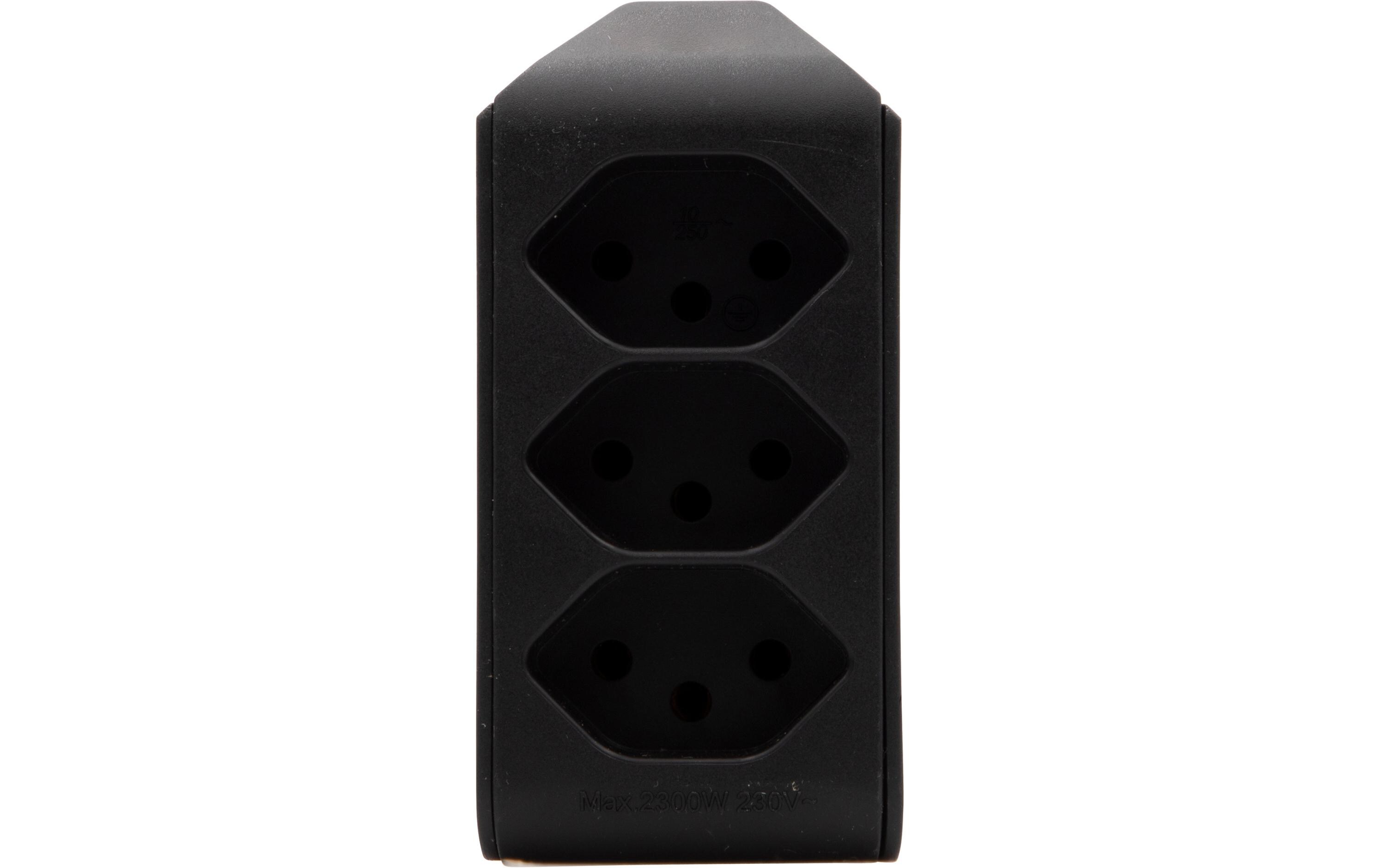 Abzweigstecker 3 x T13, 300° drehbar, SchwarzMehrfachstecker 230 V ohne Schalter