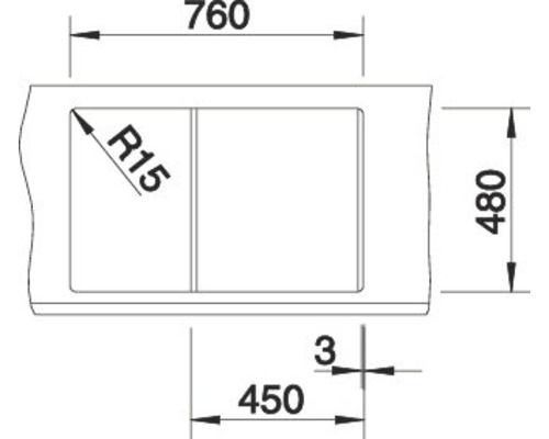 Blanco METRA 45 S spoelbak, 780 x 500 mm, wit, 513028