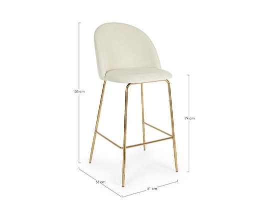 CONCEPT1 - Tabouret de bar Lot de 2 T. Carry velours blanc (Bar)