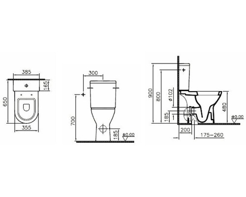 VitrA S50 toiletcombinatie, diepspoel met opstaande rand, glanzend wit, HygieneGlaze, met toiletzitting 9796B003-7200