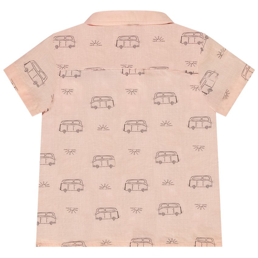 Chemise manches courtes en coton imprimé vans pour bébé garçon - Corail
