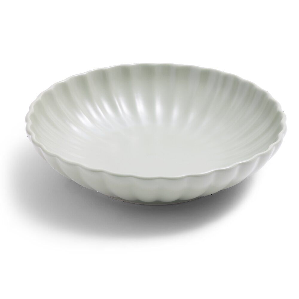 Assiette à soupe Venise rebord ondulé faïence vert sauge Ø20cm