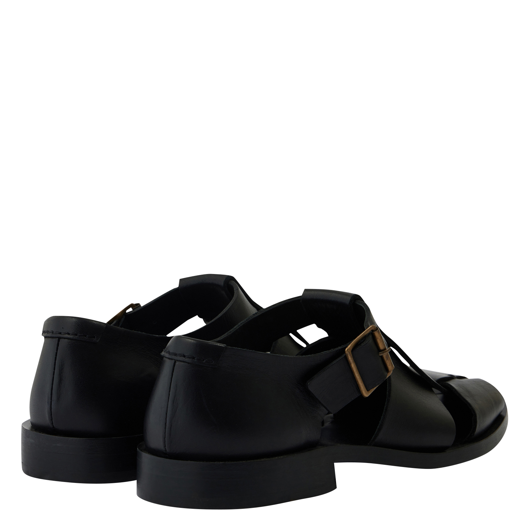 VELIKA - Sandales plates en cuir| Noir
