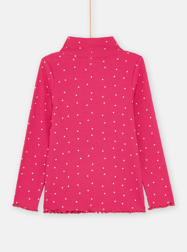 Sous-pull rose pétunia à imprimé à pois pour fille