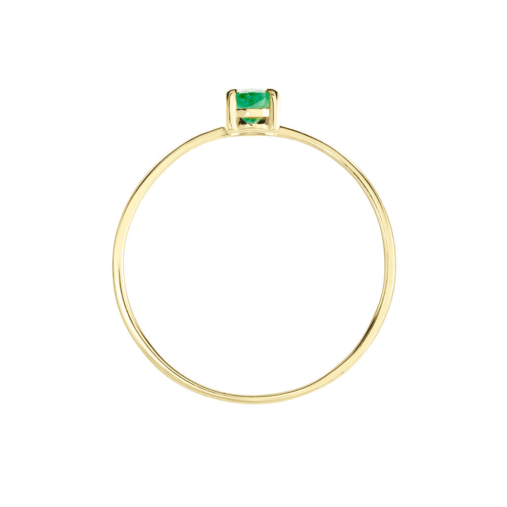Bague Solitaire Goutte Or Jaune Emeraude