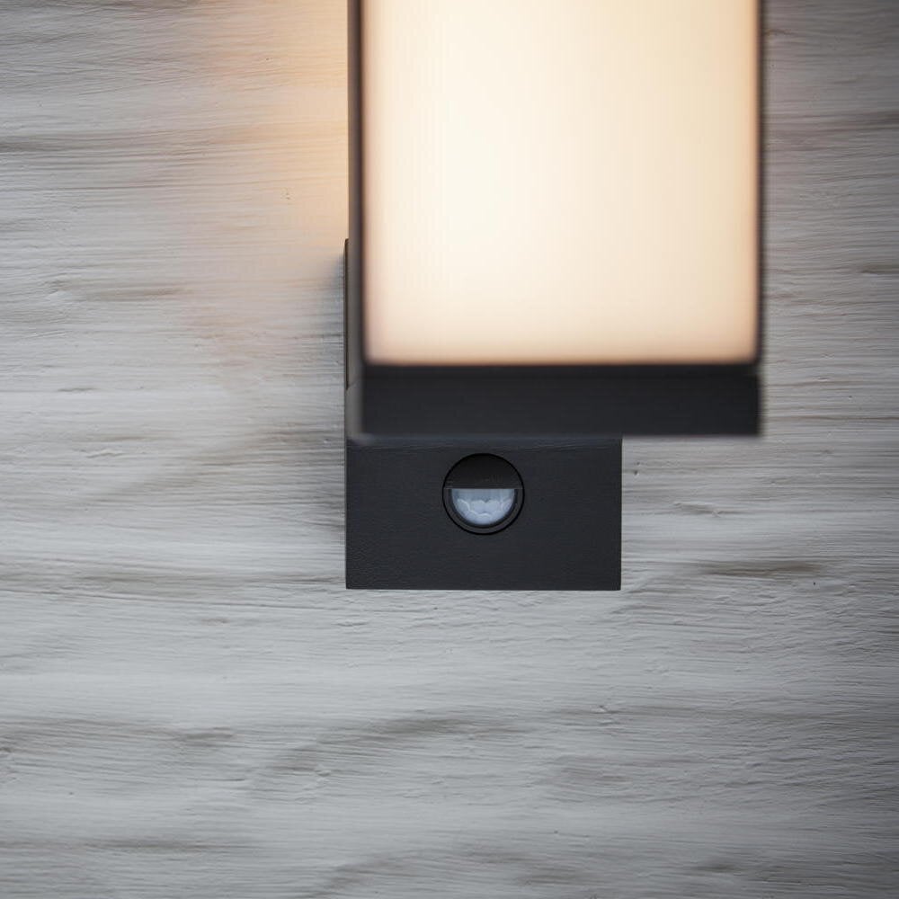 Cuba LED wandlamp in antraciet, 13W, 1000lm, IP54 met bewegingsmelder