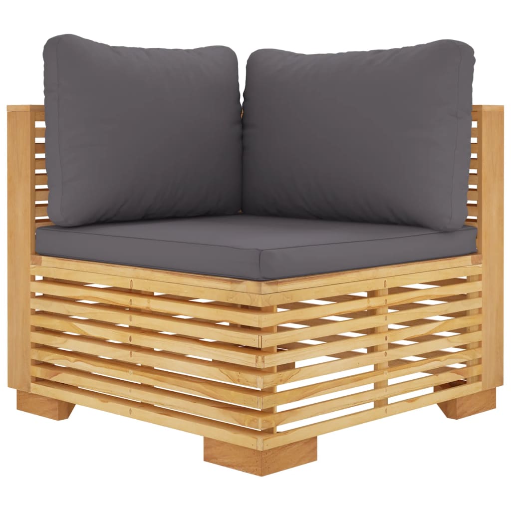 Salon de jardin meuble d'extérieur ensemble de mobilier 9 pièces avec coussins bois de teck solide