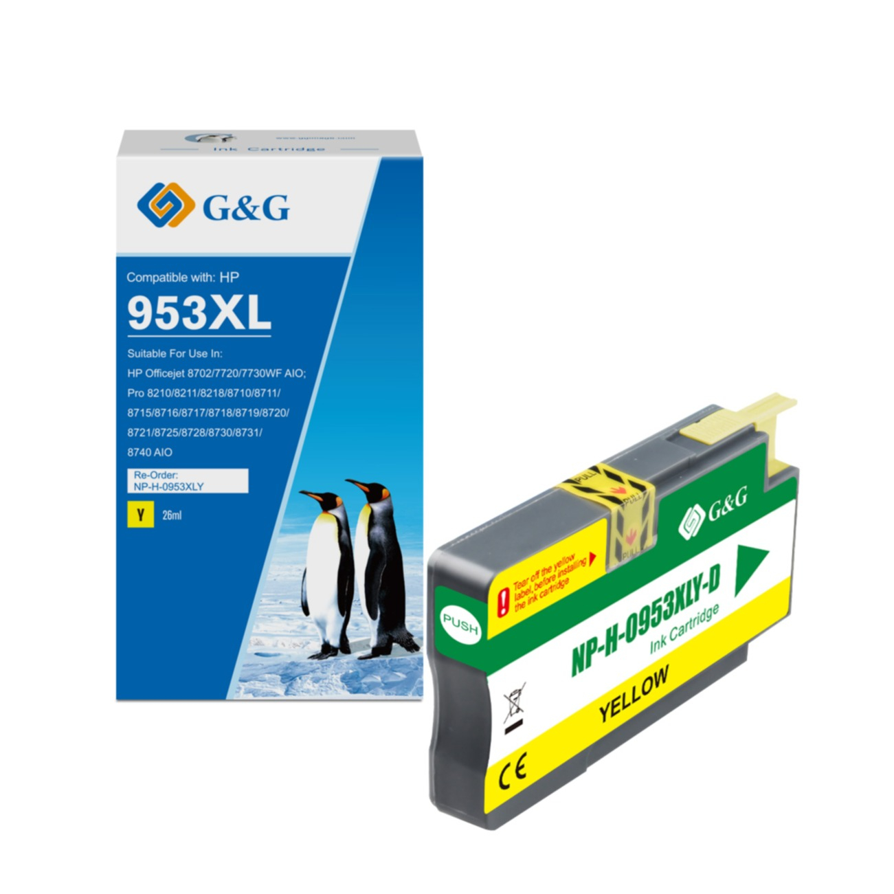 Ersetzt HP 953XL Y Druckerpatrone Printer Tintenpatrone (1600 Seiten / 26ml) - Gelb