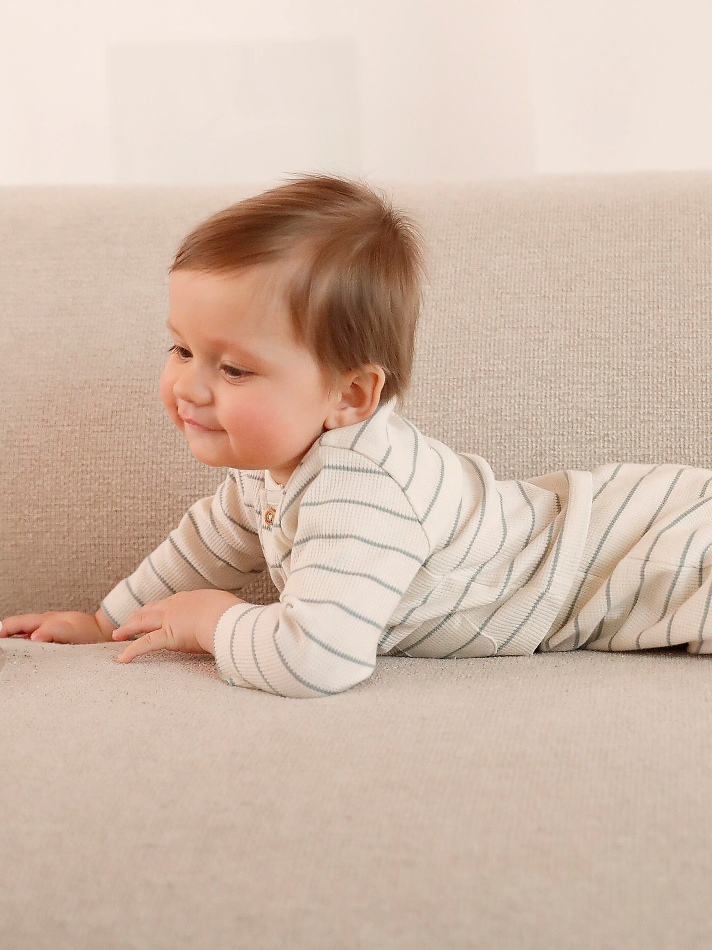 Vertbaudet Bio-Kollektion: Baby-Set aus Jacke und Hose für Neugeborene wollweiß
