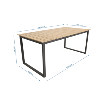 Wakefield eettafel Cannes light teak look hout 180 x 90 cm