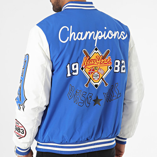 Veste Teddy Bleu Roi Blanc