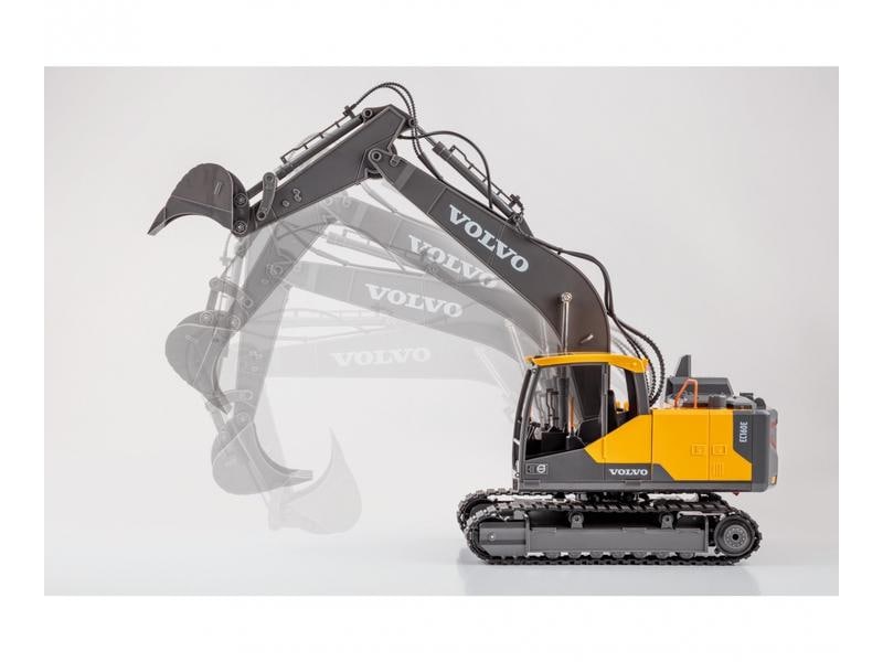 Carson Bagger Volvo 1:16, RTR Voll Funktionsfähiger Volvo Kettenbagger mit 2.4 GHz Fernsteuerung