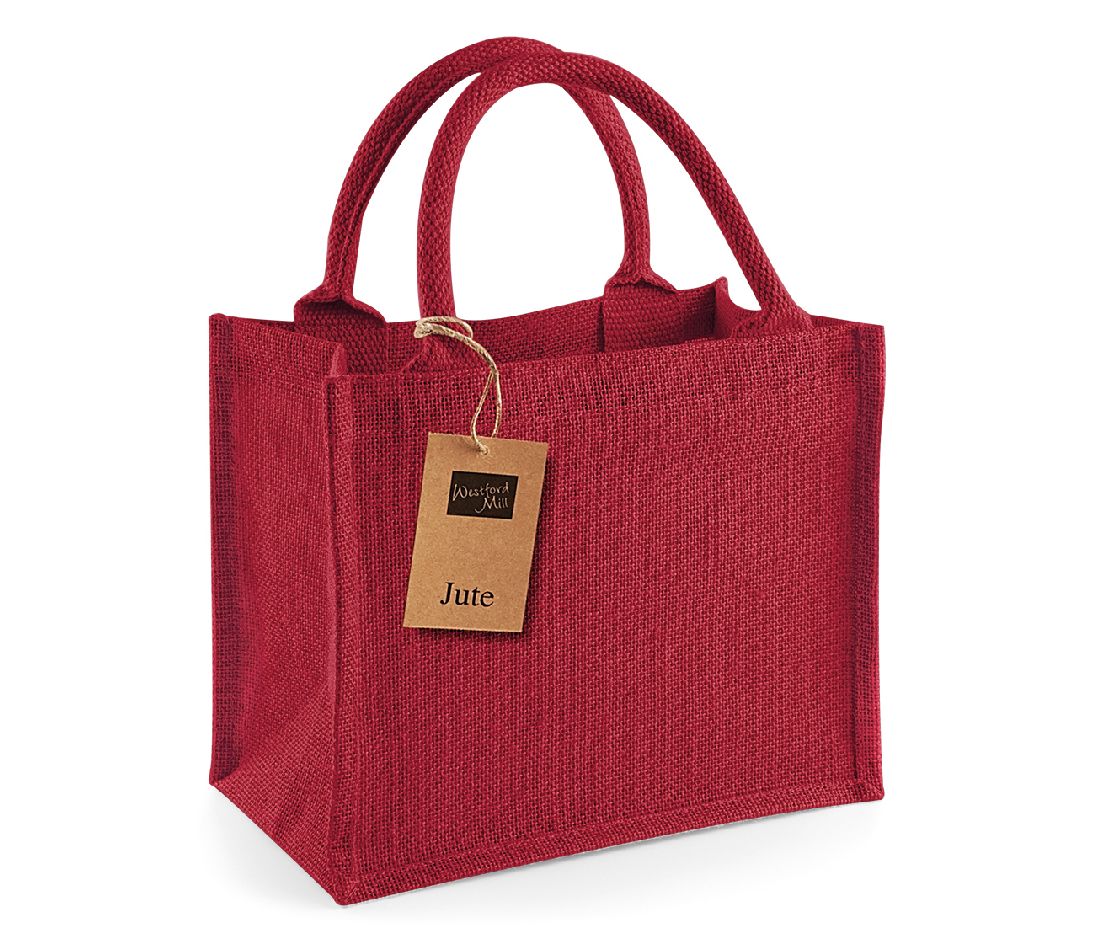 Westford mill WM412 - Petit Sac en Toile de Jute - poignées en coton - dimensions 26x22x14cm