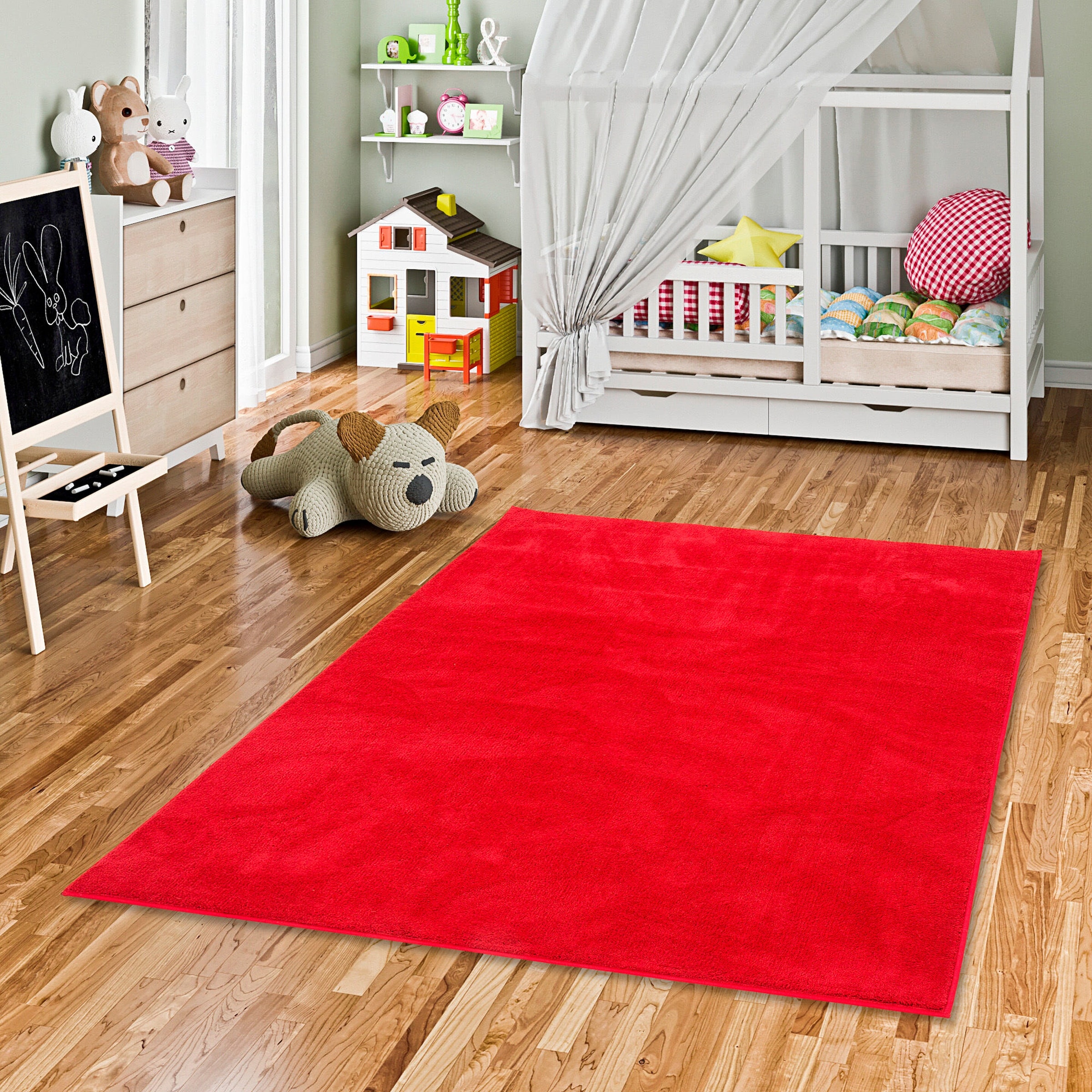 Pergamon Hochflor Langflor Teppich Super Soft Melia Kids Rot - 80x150 cm
