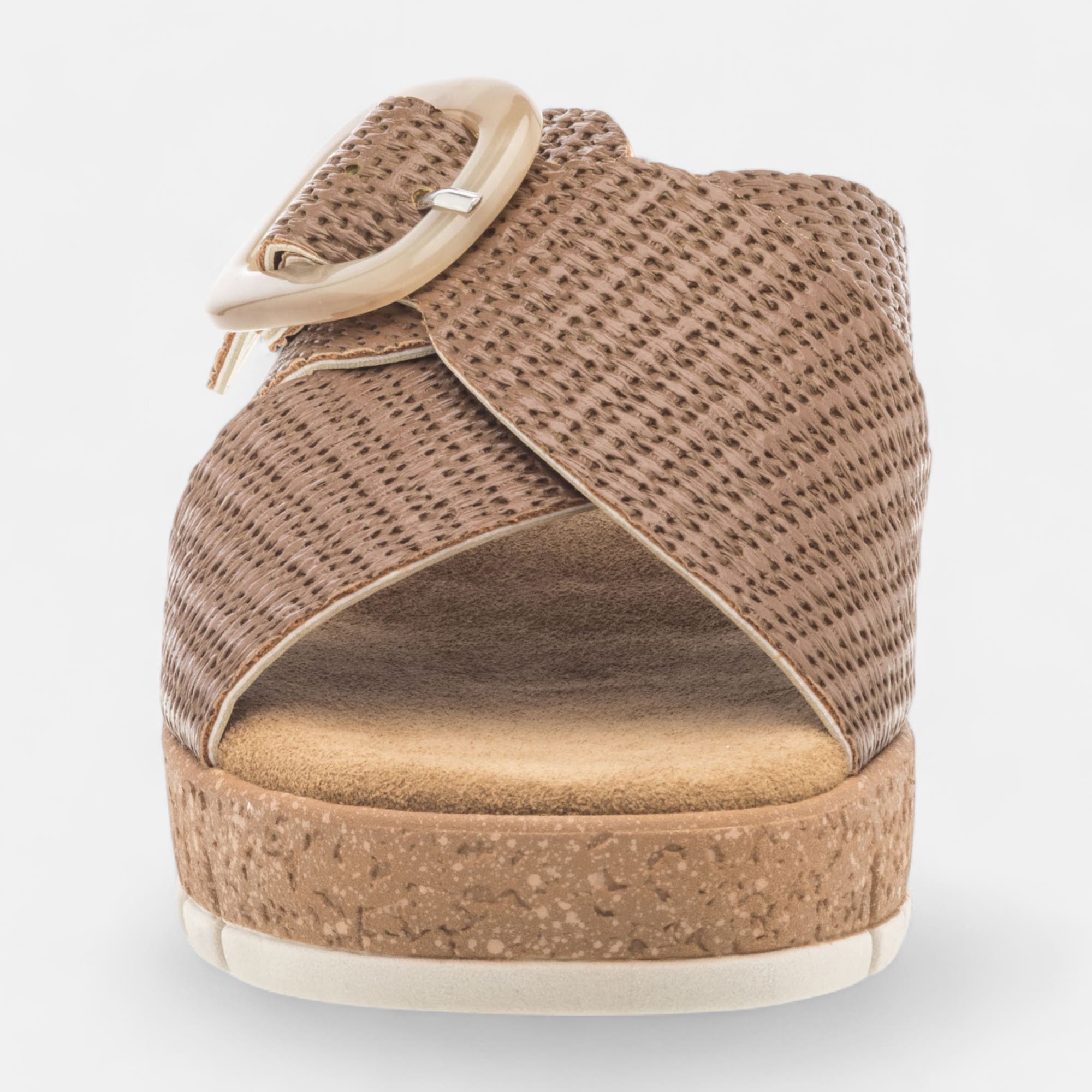 Mules à talon compensé Femme camel