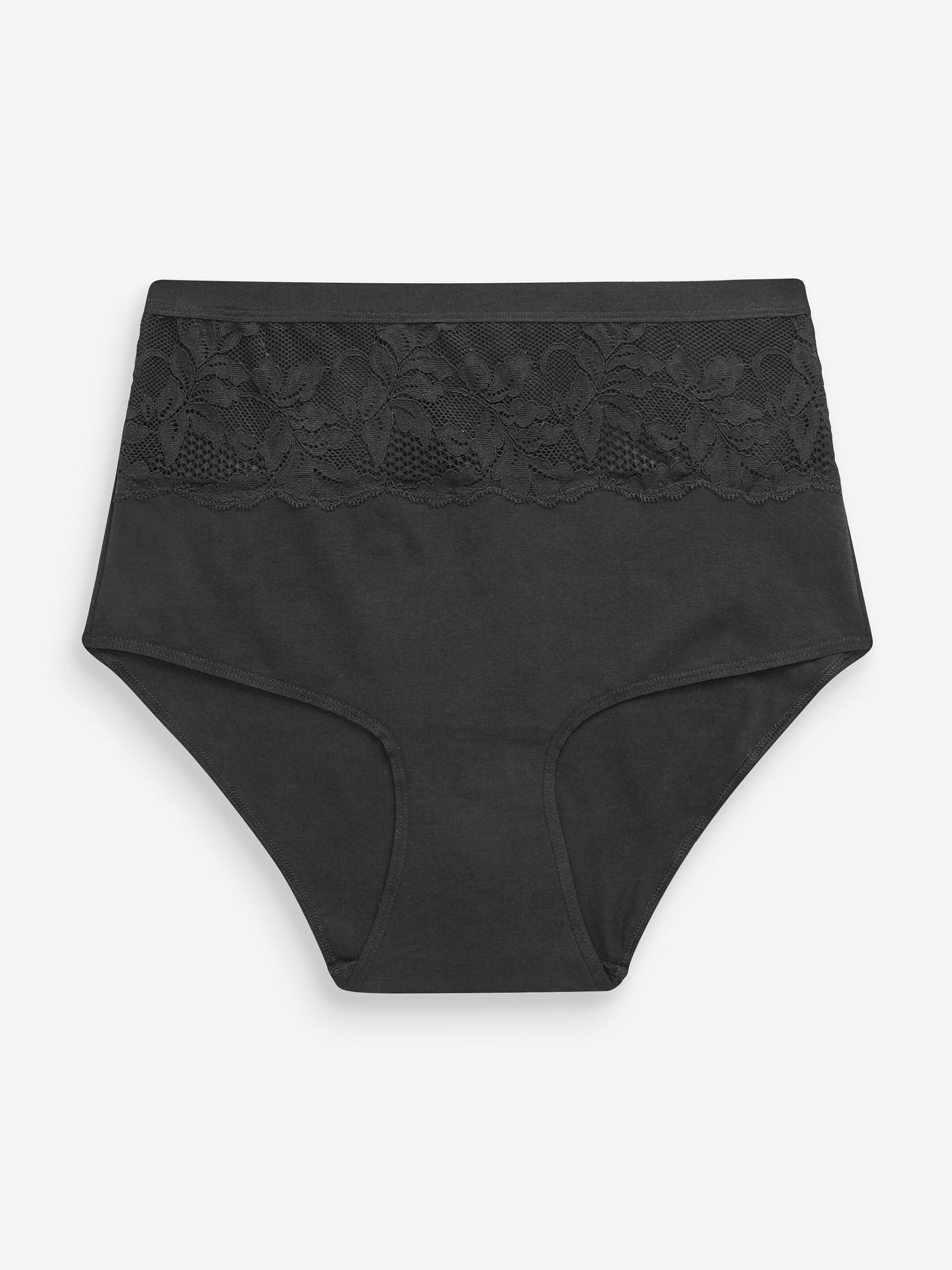 Zwart/wit - 2 Vormgevende katoenen slipjes met buikcorrectie en hoge taille