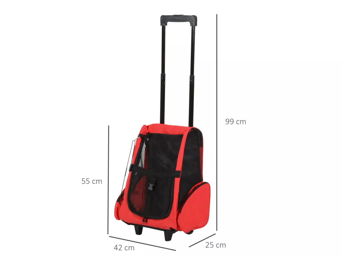 2 en 1 trolley chariot sac a dos sac de transport a roulettes pour chien chat
