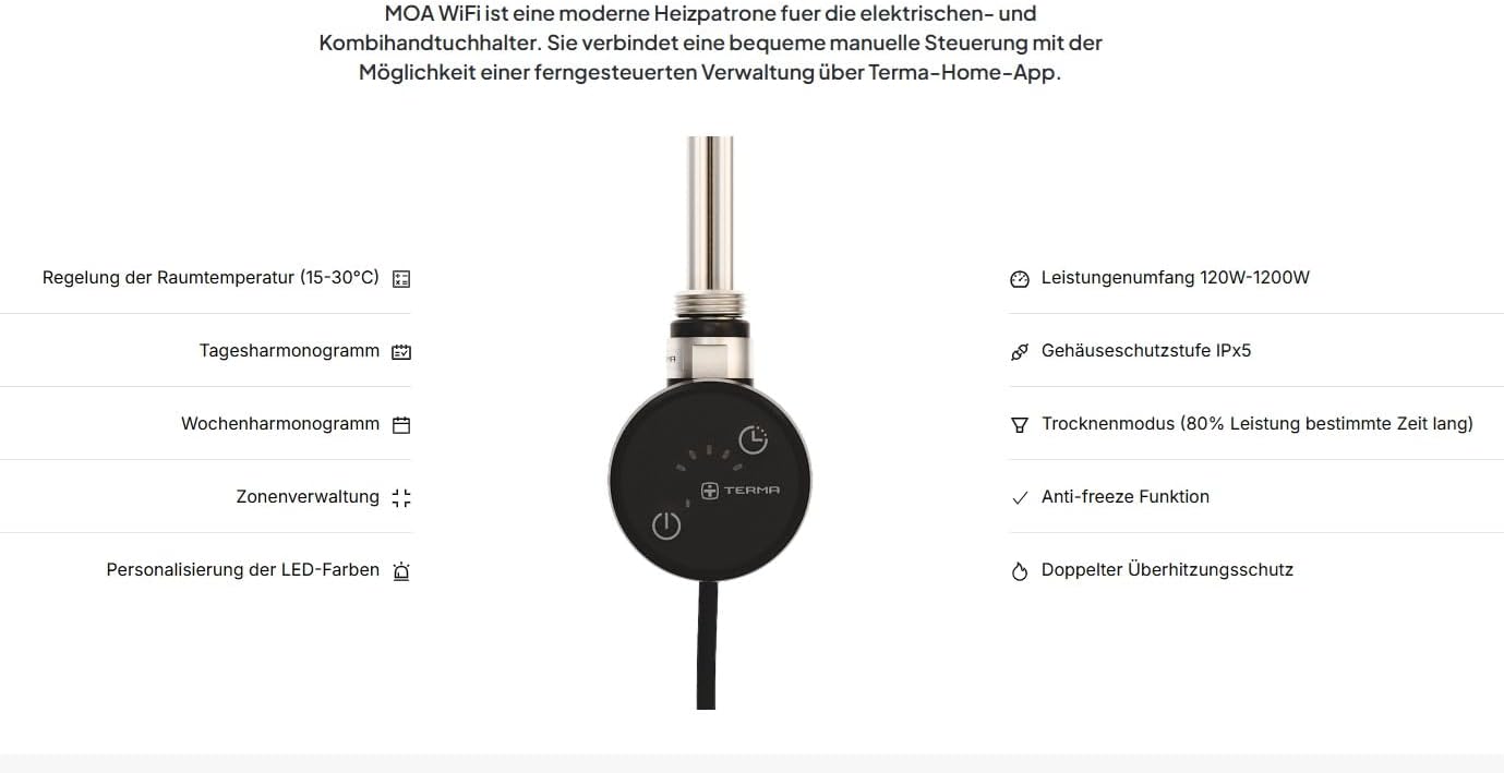 anapont Elektrischer Badheizkörper 1475x600 Handtuchheizkörper – Timer - Handtuchradiator, IPx5, komplett montiert – Atmosphäre & Komfort im Bad (mit Zeitschaltuhr)