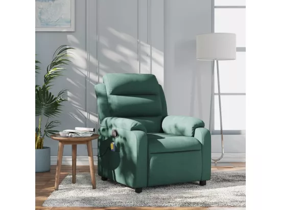 Fauteuil massant inclinable Vert foncé Tissu