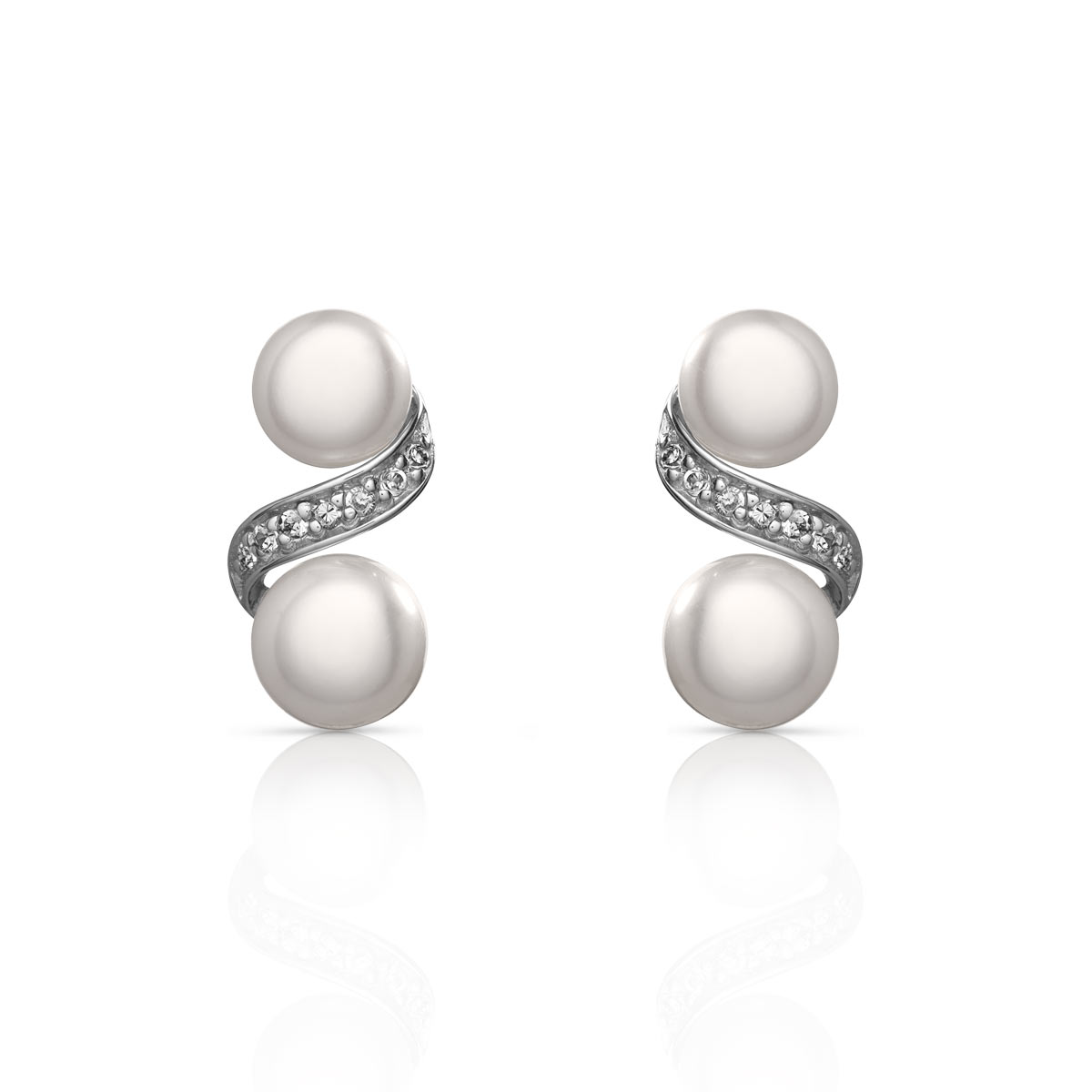 Boucles d'oreilles argent 925 double perle de culture de Chine et zirconias