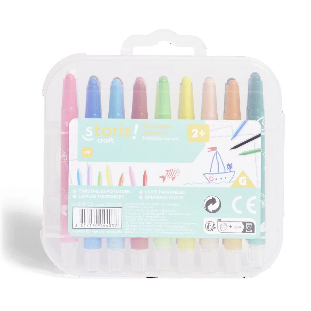Lot de 18 crayons twistables multicolore