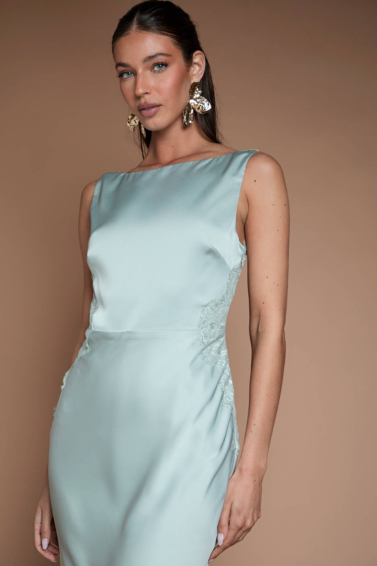 Coast Robe Longue De Demoiselle D'honneur En Dentelle Avec Dos Torsadé