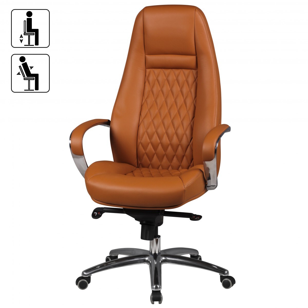 KADIMA DESIGN Chefsessel MADRID Echtleder, ergonomisch, Aluminium-Fußkreuz, bis 120 kg, 8 Stunden Sitzdauer