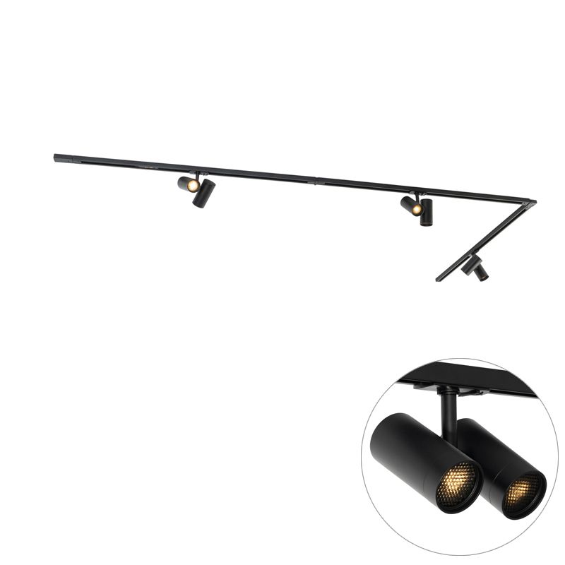 Modern railsysteem met 3 spots zwart 1-fase  - Iconic Scopio