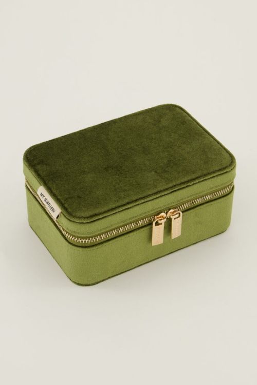 Vintage velvet groen sieraden doosje