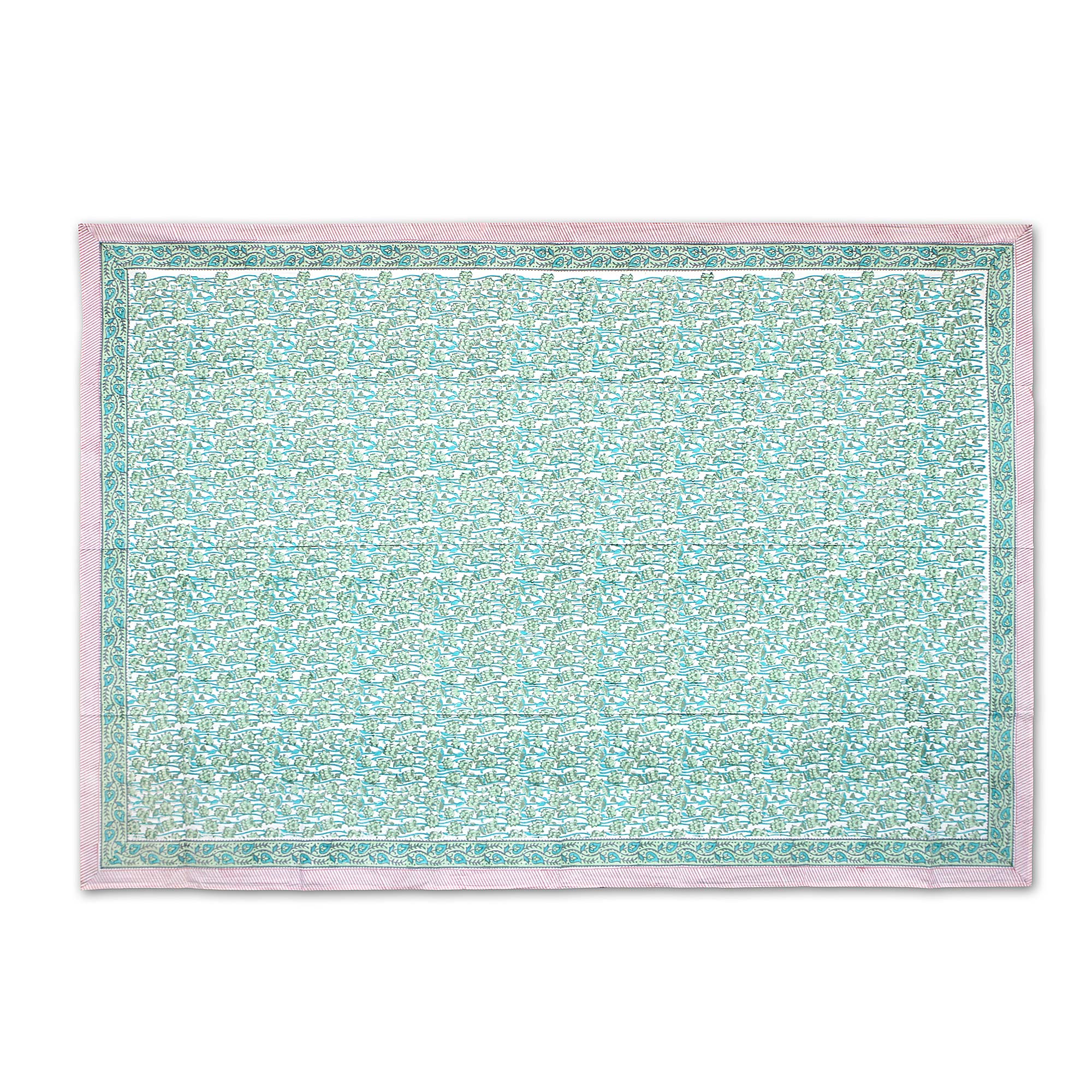 Tischdecke mit Blumenmuster, weiß, grün, rot, L 150 cm, B 220 cm von fischer's lagerhaus