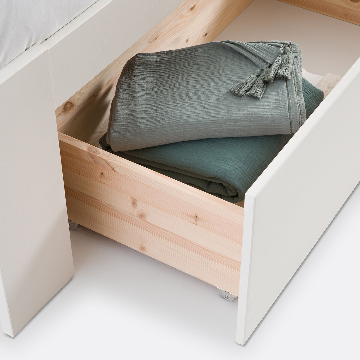 LA REDOUTE INTERIEURS<br>Cama com estrado de ripas, gavetas e mesas de cabeceira, Konni