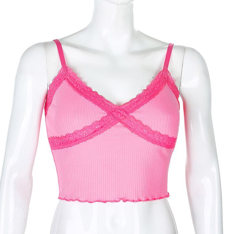 Honet - Cropped camisole top met kanten rand
